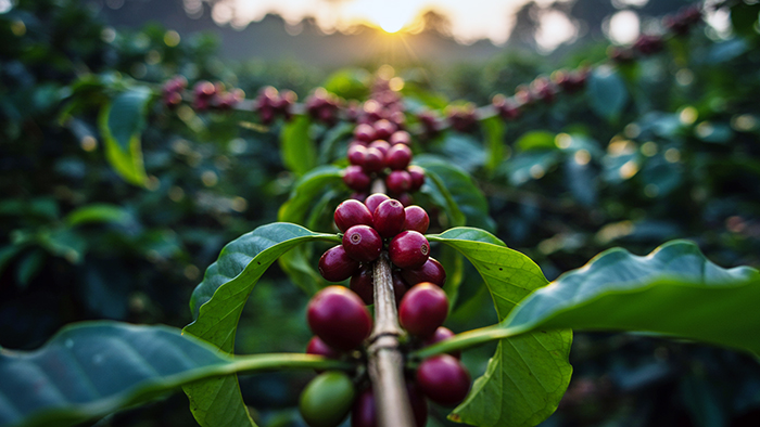 Penampakan tanaman kopi dan buahnya. Foto: Google AI Studio