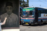 Rudi Yahyanto, Cucu Pendiri Akas, menunjuk lukisan Amat, kakeknya. Foto: suarabhinneka.id 