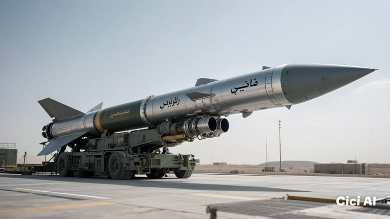 Rudal Hypersonic milik Iran yang kecepatannya melebihi kecepatan suara, senjata ampuh Iran Melawan Israel. Foto: Cici AI