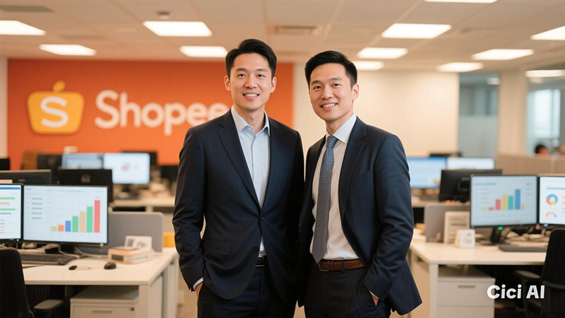 Chris Feng dan Forrest Li, pendiri dan pemilik marketplaces shopee. Foto: Cici AI