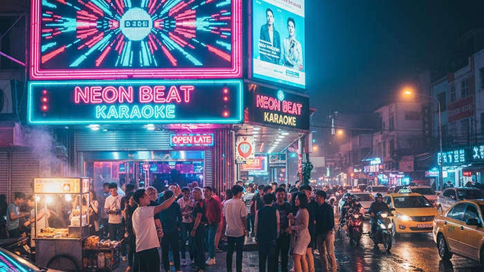 Foto Ilustrasi Tempat Karaoke. Foto: Hasil Gemini AI
